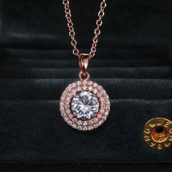 🍁 Shiny Round CZ Multi Layer Rose Gold Plated Classic Dainty Necklace,EV… - Picture 3 of 4